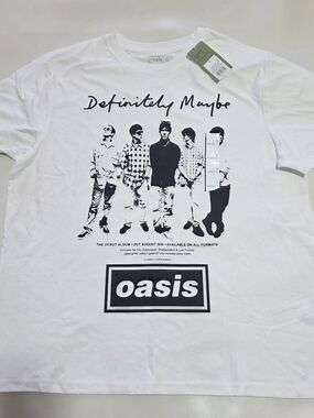 Oasis Definitely Maybe Tour Rock Band T-Shirt Men's Size L Graphic Tee White.